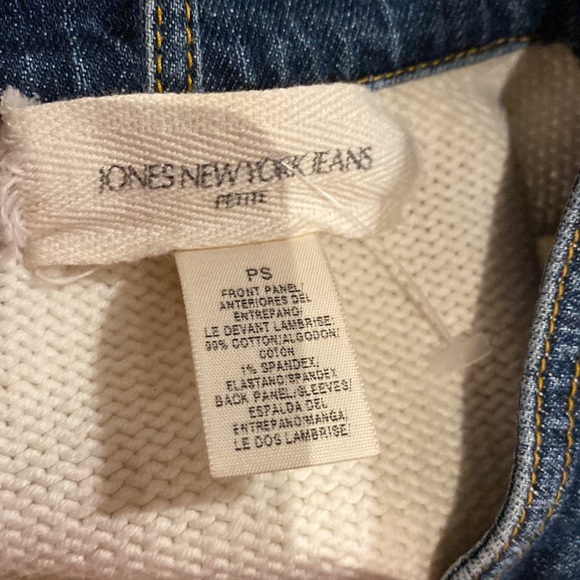 Jones New York Jeans Cotton Cardigan with Denim Bodice and Collar Petite Small - Picture 3 of 3
